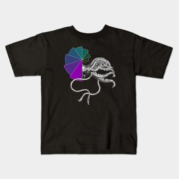 Ammonite Nebula Shell | Pink Blue Green Bar Chart Black Kids T-Shirt by aRtVerse